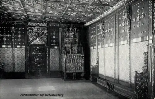 Ak Salzburg in Österreich, Festung Hohensalzburg, Fürstenzimmer auf  dekorative Wandverkleidung, 