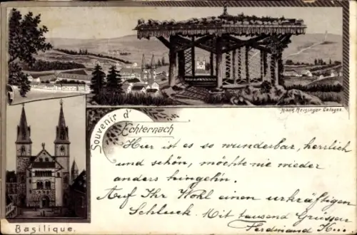 Litho Echternach Luxemburg, Panorama, Basilika
