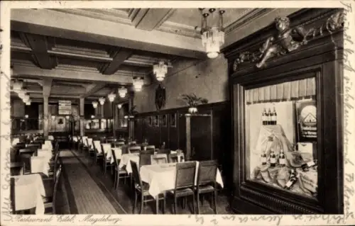 Ak Magdeburg an der Elbe, Restaurant Eitel,  Innenansicht, Tische mit weißen Tischdecken, Schaufe