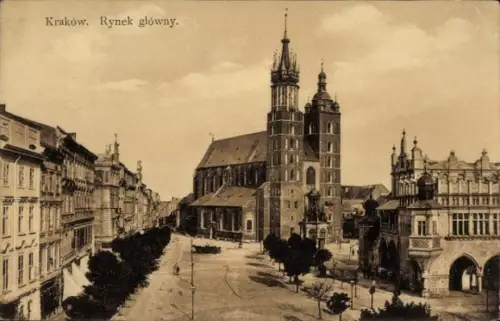 Ak Kraków Krakau Polen,  Rynek główny, Kirche,  Gebäude