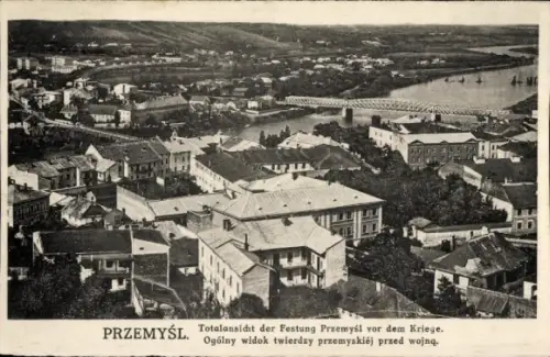 Ak Przemyśl Polen, Gesamtansicht der Festung  Stadtansicht, Fluss, Berge