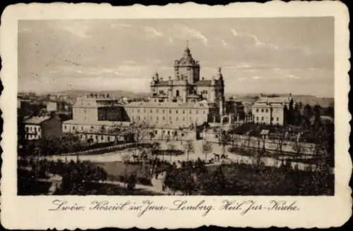 Ak Lwiw Lwów Lemberg Léopol Ukraine,  Kościół w Jura Lemberg, Heil. Jur-Kirche,  Ansicht
