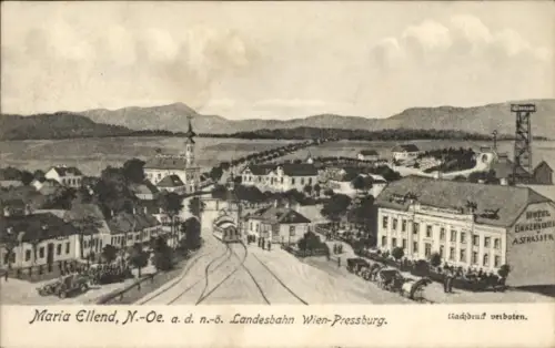 Ak Maria Ellend Niederösterreich,  N.-Oe., Landesbahn Wien-Pressburg, Hotel, Landschaft