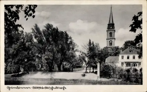 Ak Gussew Gumbinnen Ostpreußen, Schwarz-Weiß-Bild, Kirchturm, Bäume, Gebäude, Gumbinnen