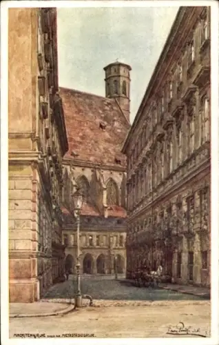 Ak Wien 1 Innere Stadt, Minoritenkirche, Measlastogasse,  Gebäude, Straßenansicht
