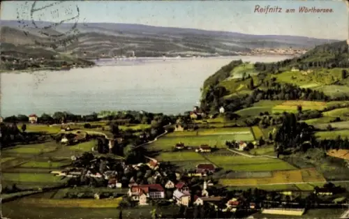 Ak Reifnitz Maria Wörth am Wörthersee Kärnten,  Landschaft, Häuser, Wasser, Felder