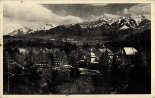 Ak Warmbad Judendorf Villach in Kärnten, Berglandschaft, schneebedeckte Berge, Wald, Warmbad Vill