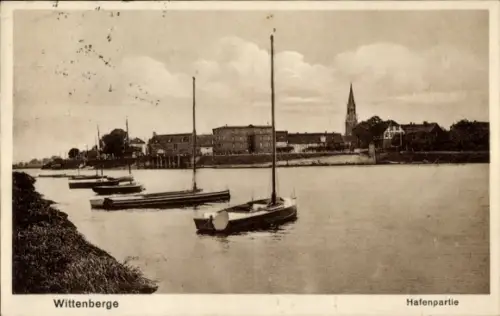 Ak Wittenberge an der Elbe Prignitz, Hafenidyll