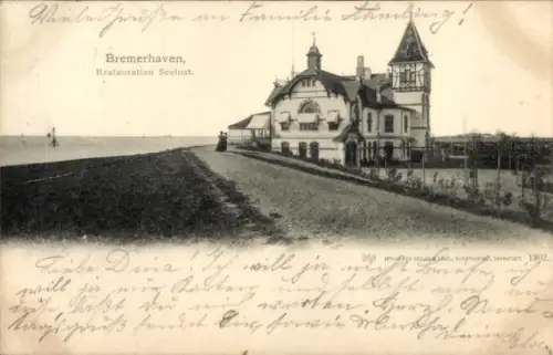 Ak Bremerhaven,  Restauration Seelust, Familie Tambing, 1902