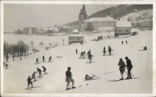 Ak Mariazell Steiermark, Menschen fahren Ski