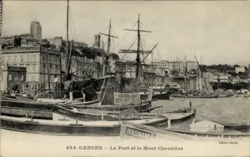 Ak Cannes Alpes Maritimes, Hafenansicht, Schiffe, Mont Chevalier,  Ferdinand