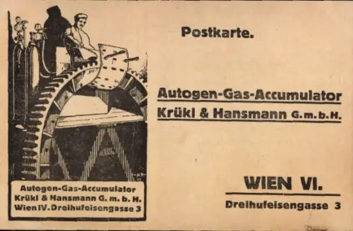 Ak Wien 6 Mariahilf, Autogen-Gas-Akkumulator Krükl & Hansmann GmbH, Reklame