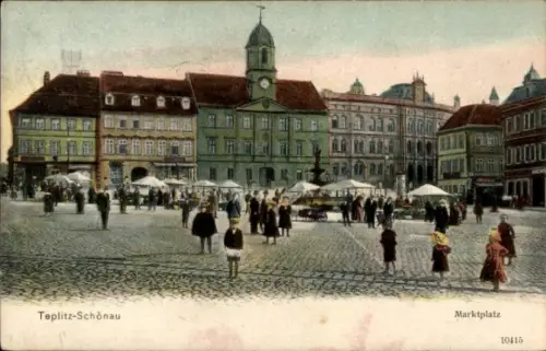 Ak Teplice Šanov Teplitz Schönau Region Aussig, Marktplatz
