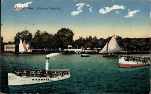 Ak Berlin Reinickendorf Konradshöhe Tegelort, Tegeler See, Boote