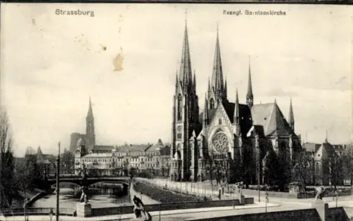 Ak Strasbourg Straßburg Elsass Bas Rhin, Evangelische Garnisonkirche