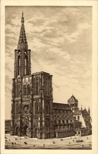 Ak Strasbourg Straßburg Elsass Bas Rhin, Münster, Cathédrale,  detaillierte Darstellung, keine Pe