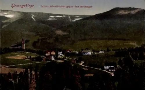Ak Mittelschreiberhau Szklarska Poręba Schreiberhau Riesengebirge Schlesien, gegen den Reifträger