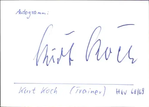 Autogramm Trainer Kurt Koch, Hamburger SV