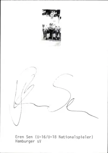 Autogrammkarte Fußballer Eren Sen, Hamburger SV, Autogramm