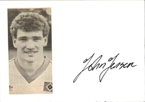 Autogrammkarte John Jensen, HSV, Portrait, Autogramm