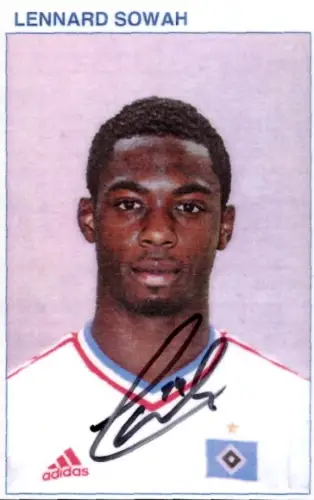 Autogrammkarte Fußballer Lennard Sowah, Hamburger SV, Autogramm
