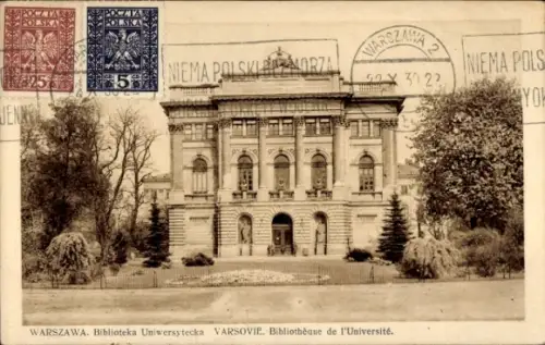 Ak Warszawa Warschau Polen, Biblioteka Universytecka