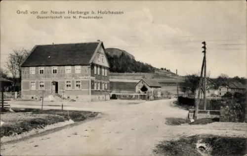 Ak Holzhausen Edermünde in Hessen, Neue Herberge, Gastwirtschaft von N. Freudenstein