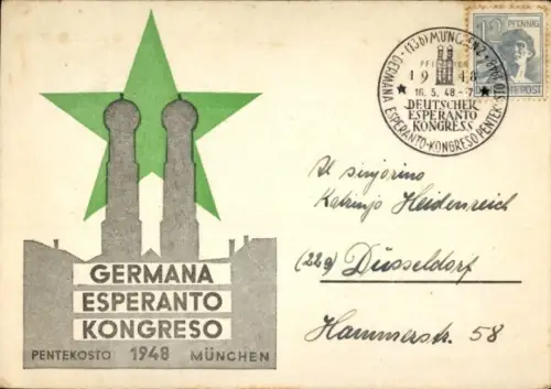 Ak München, Germana Esperanto Kongreso, Deutscher Esperanto Kongress, Pfingsten 1948