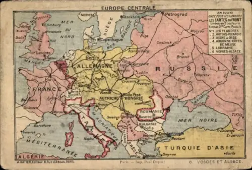 Landkarten Ak Deutschland, Russland, Frankreich, Zentraleuropa, I. WK