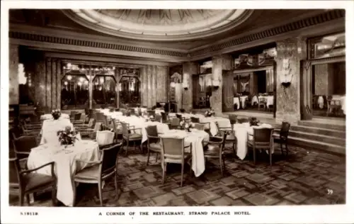 PC London City, England, Strand Palace Hotel, A Corner of the Restaurant