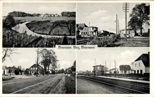 Ak Barien Barrien Syke in Niedersachsen, Vierteilige Ansicht von  Landschaft, Straßen, Gebäude, E