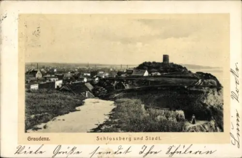 Ak Grudziądz Graudenz Westpreußen, Panorama, Schlossberg