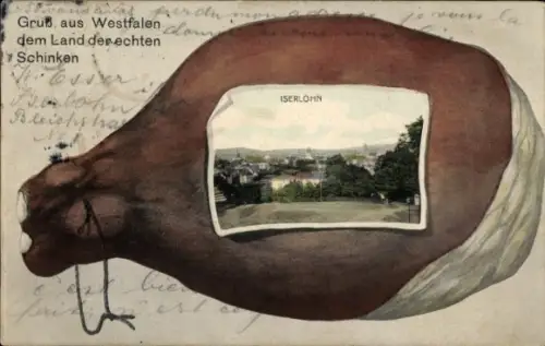 Passepartout Ak Iserlohn im Märkischen Kreis, Gesamtansicht, Schinken