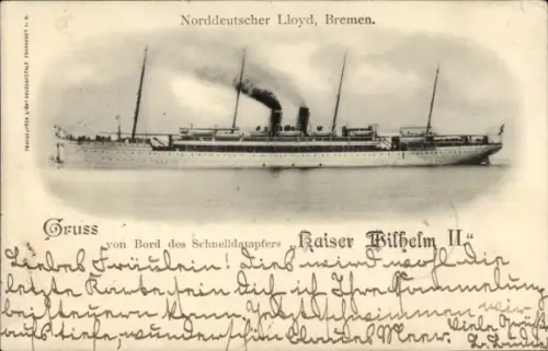 Ak Schnelldampfer Kaiser Wilhelm II., Norddeutscher Lloyd Bremen NDL