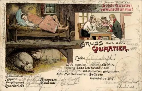 Litho Soldaten im Quartier, Wunsch und Realität