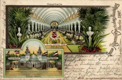 Litho Berlin, Große Gartenbauausstellung 1897, Haupthalle