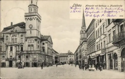 Ak Löbau in Sachsen, Löbau Altmarkt, Rathaus, Nicolaikirche,  