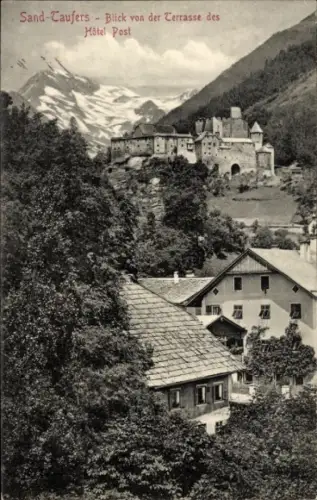 Ak Campo Tures Sand in Taufers Südtirol Italien, Blick von der Terrasse des Hôtel Post