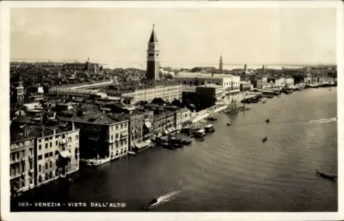 Ak Venezia Venedig Veneto,  Blick von oben, Canal Grande, Campanile, San Marco