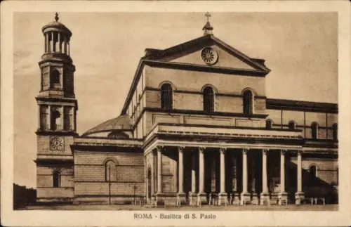 Ak Vatikan Rom Lazio, Basilika di S. Paolo, Uhrturm, Säulen, Kuppel