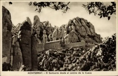 Ak Montserrat Katalonien,  Santuario, Felsen, Weg zur Cueva