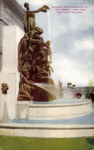 Ak Chicago Illinois USA, Lorado Taft Brunnen, Great Lakes Art Institut