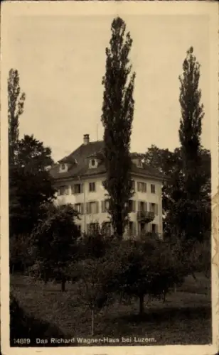 Ak Lucerne Luzern Stadt Schweiz, Richard Wagner-Haus, bei  Bäume, Garten
