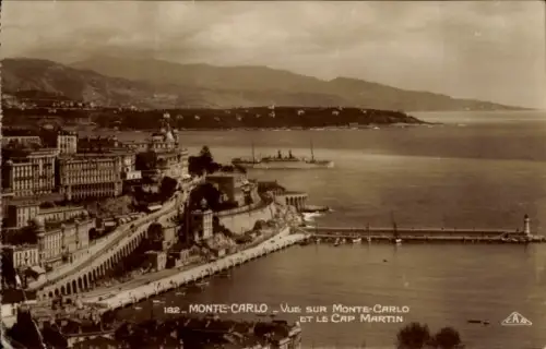 Ak Monte Carlo Monaco,  Blick auf  Cap Martin, Küstenansicht