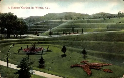 Ak California USA, versunkener Garten, Gesamtansicht