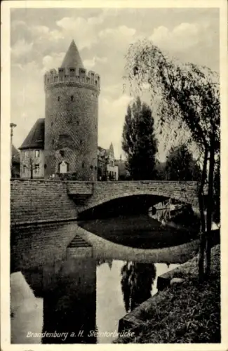 Ak Brandenburg an der Havel, Brandenburg a. H., Stentorbrücke, Wasser, Turm, Brücke