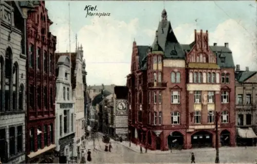 Ak Kiel,  Marktplatz,  Gebäude, Straßenansicht
