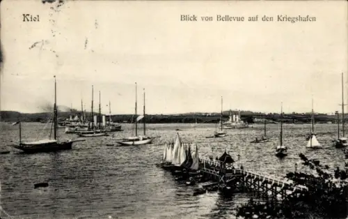 Ak Kiel, Kriegshafen, Blick von Bellevue