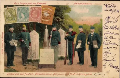 Ak Kelmis Wallonien Lüttich, Vierländereck, Neutral-Grenzgebiet