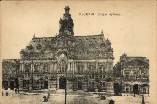 Ak Roubaix Nord, Hôtel de Ville in  schwarz-weiß,  